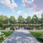 The Estate glass greenhouse roof vents and matte black aluminum frame