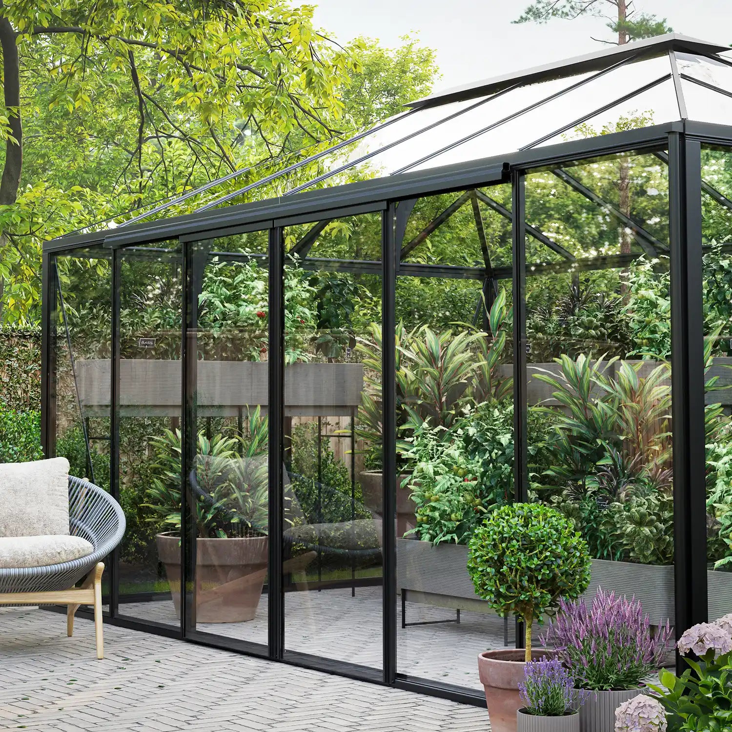 The Residence premium glass greenhouse roof vents and tempered glass panels