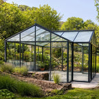 The Manor T-shape greenhouse roof vents and tempered glass panels