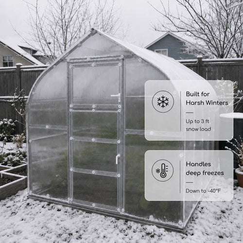 PrimeGreenhouses - Heavy Duty Polycarbonate Greenhouse "The Modern" - Galvanized Steel Frame, 4mm/6mm Twin-Wall Anti-UV