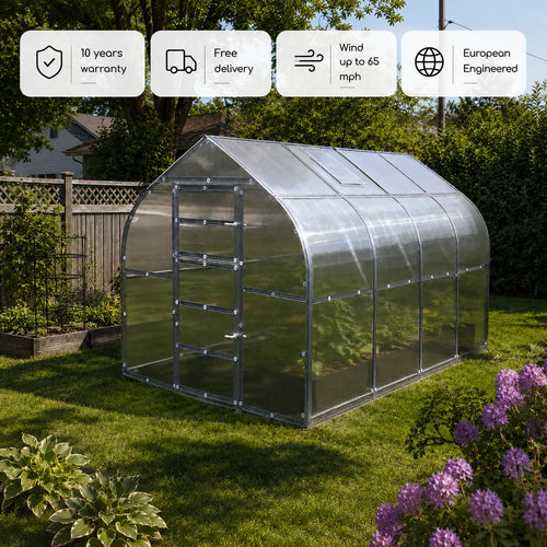 The Modern polycarbonate greenhouse by PrimeGreenhouses with a peaked roof