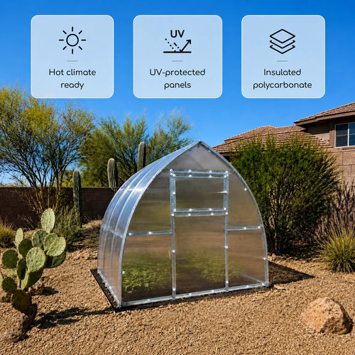 PrimeGreenhouses - Heavy Duty Polycarbonate Greenhouse "The Peak" - Heavy Snow & Rain Shedding, Galvanized Steel Frame, 4mm/6mm Anti-UV
